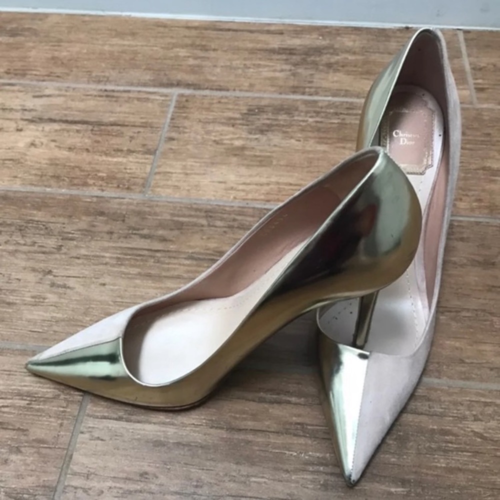 Christian Dior suede and metallic classic pump heels - Picture 1 of 4